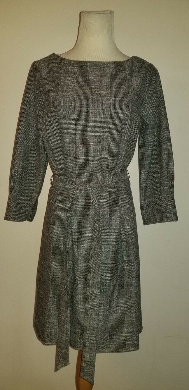 New H&M sz S Sheath Dress houndstooth print gray women 2053